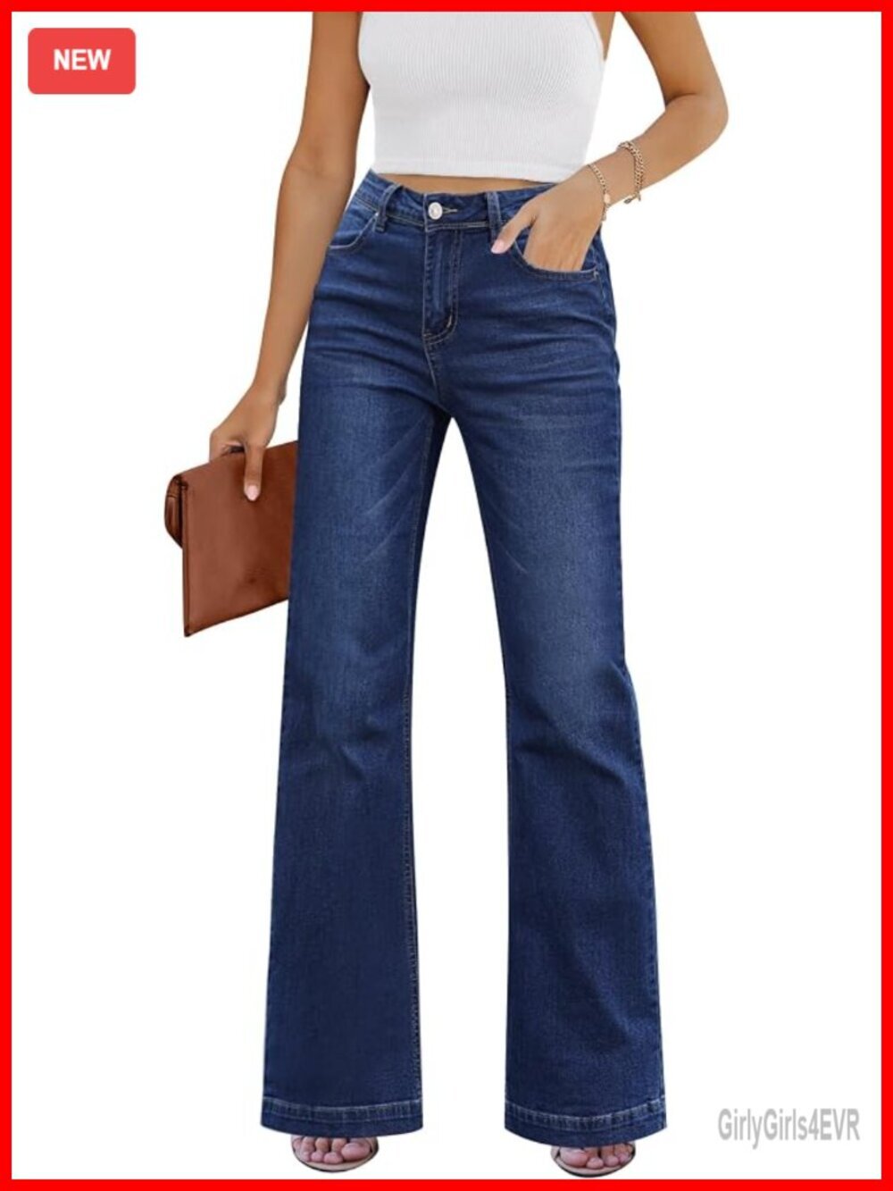 High Waisted Flare Jeans Wide Leg Baggy Stretch Denim Pants